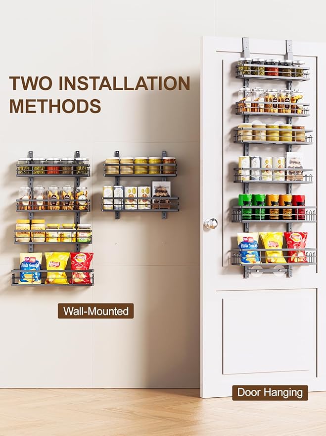 Delamu Over the Door Pantry Organizer, 6 Tier Pantry Door Organizer - Image 4