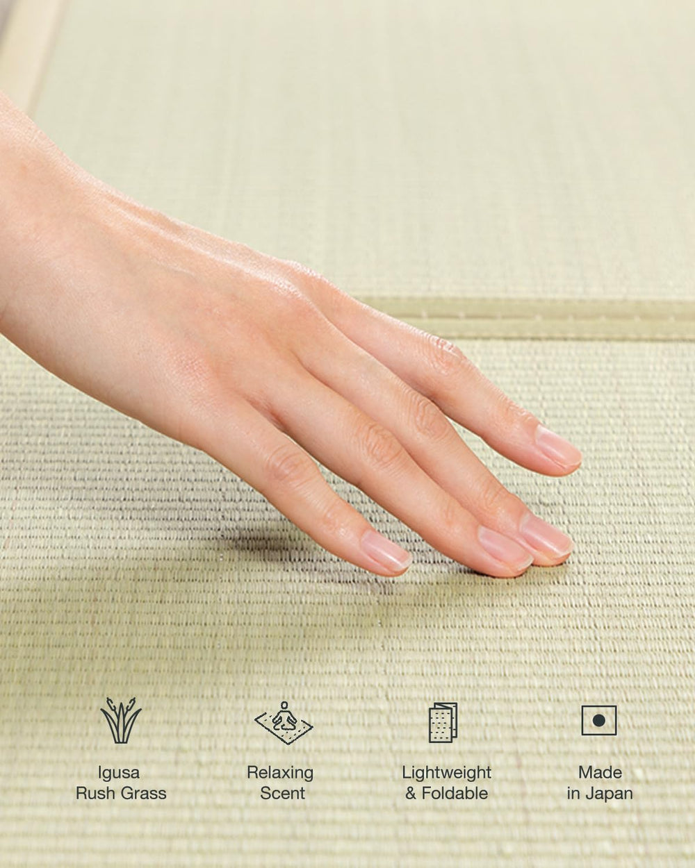 FULI Japanese Tatami Mattress, Foldable Igusa Rush Grass, Natural, Queen