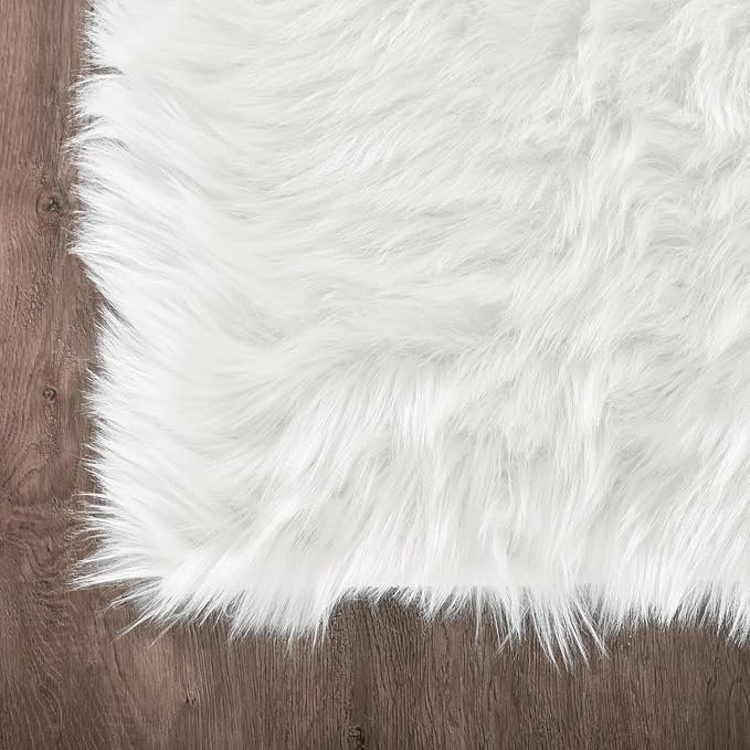 Latepis White Round Rug 3ft Faux Sheepskin Fur Fluffy Circle Rugs - Image 7