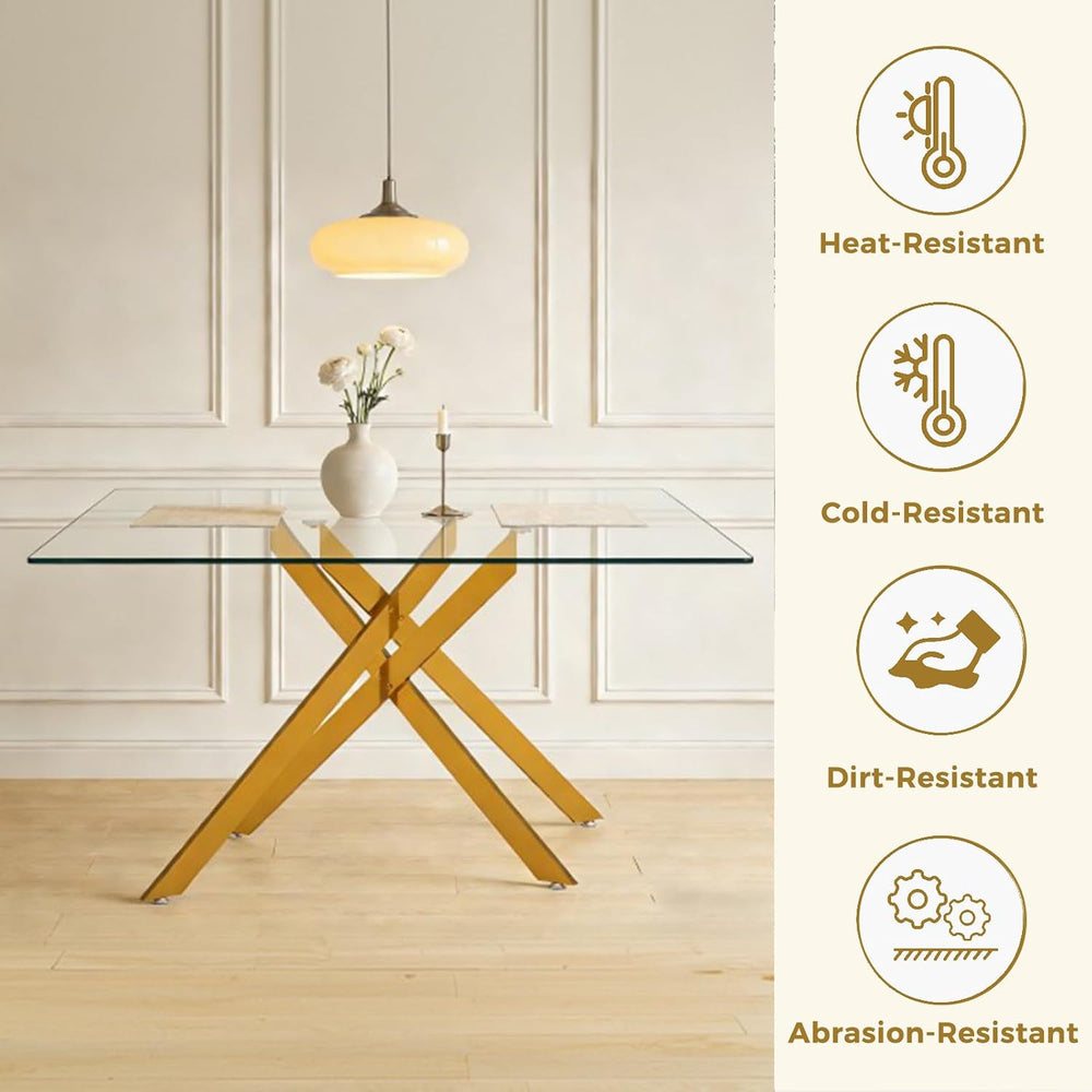 51" Glass Dining Set for 4, Grey