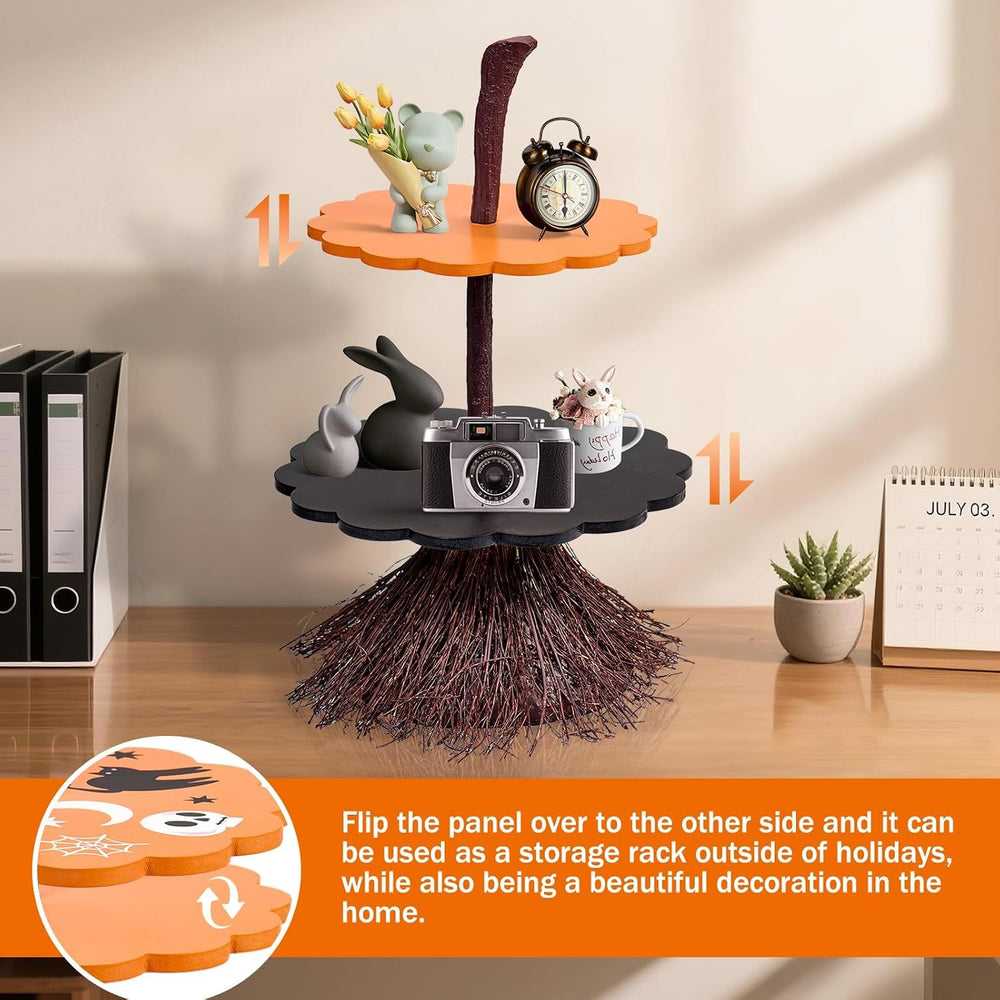 antiai 2 Tier Halloween Cupcake Stand Wooden Cake Desert Stand Party Supplies...