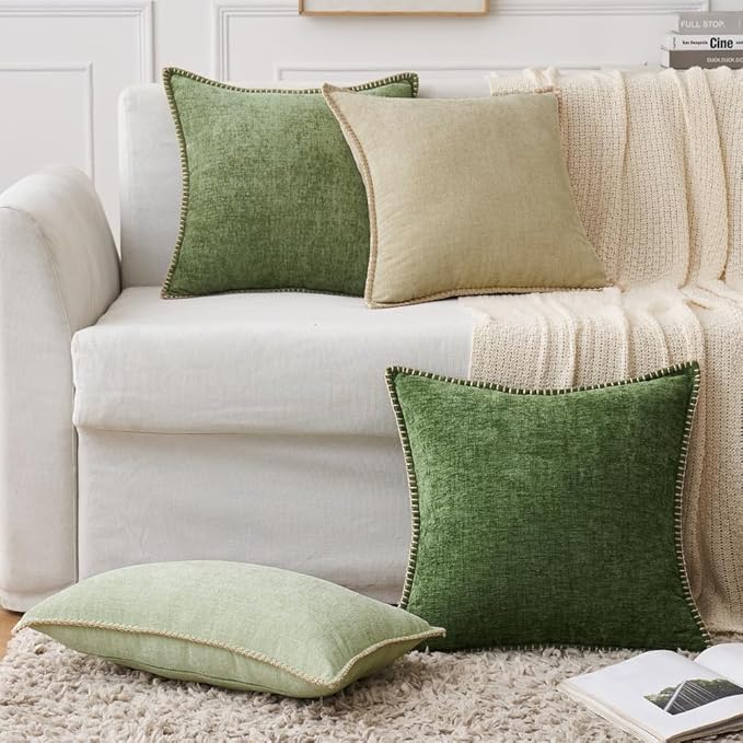 MIULEE Pack of 2 Couch Throw Pillow Covers 24x24 Inch Beige Farmhouse - Image 6