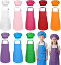 Kids Apron and Chef Hat Set, 16 Pieces Boys Girls Kids Apron by IAGBIBUI