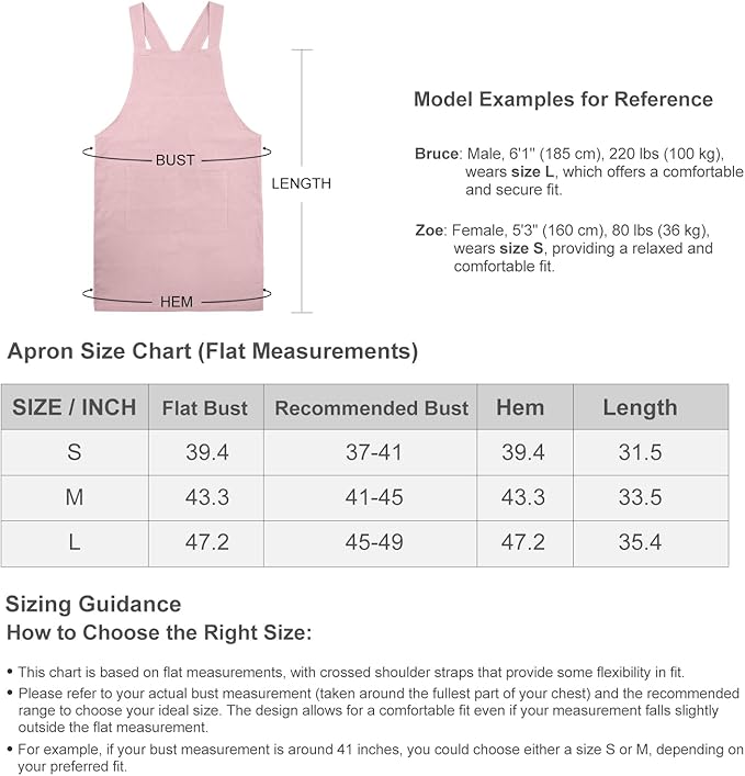 ELEZAY Aprons for Women with Pockets Plus Size Comfort Cross Back No Tie Cotton - Image 5