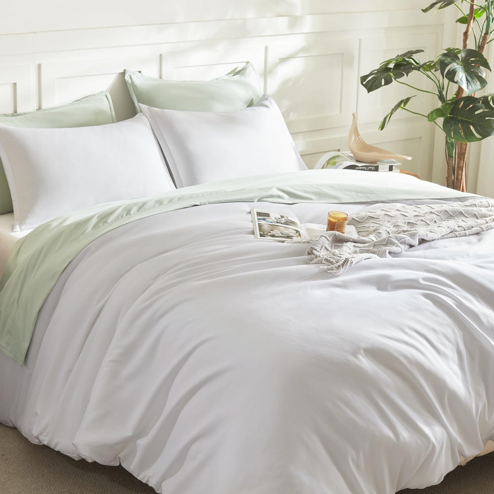 Litanika Queen Comforter Set White, 3 Pieces Lightweight Solid Bed Set