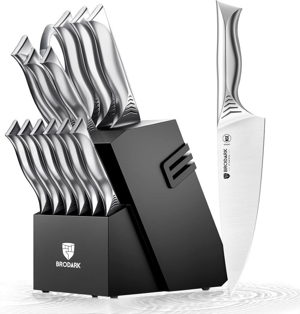 BRODARK Kitchen Knife Set with Block