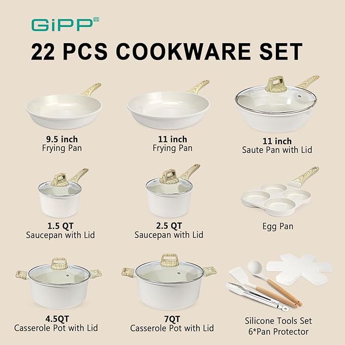 GiPP Ceramic Pots and Pans Set Non Stick
