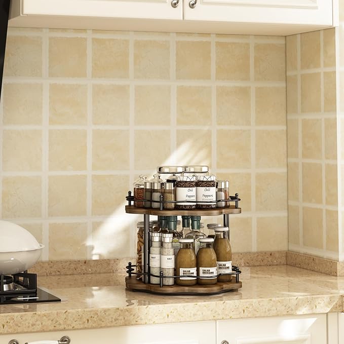 2 Tier Lazy Susan Organizer, 2-Tier Spinning Spice Rack - Image 7