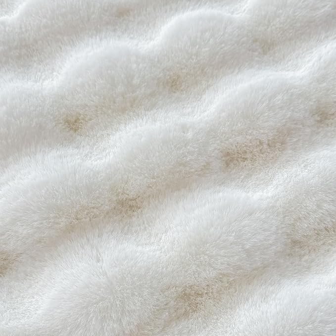 White Rabbit Plush Rug 5'x8', Fluffy Faux Fur Shaggy Area Rug - Image 8