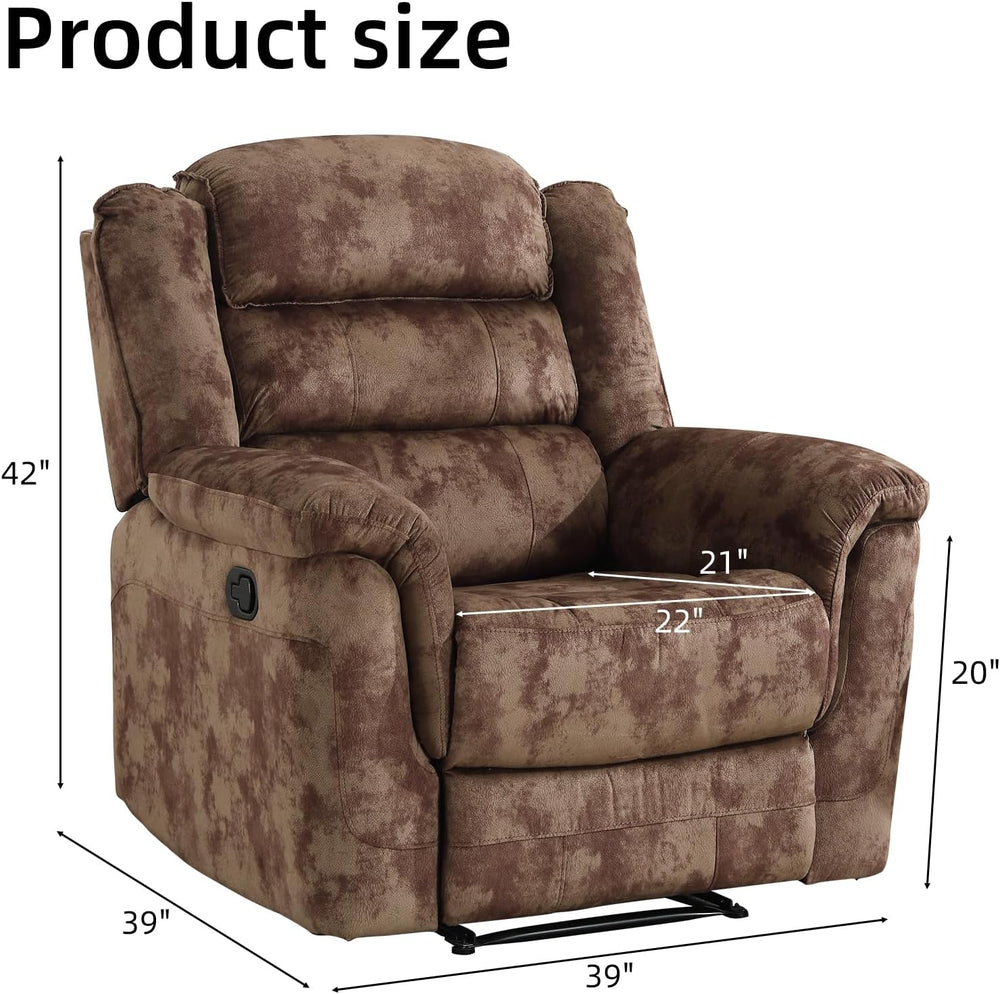 EBELLO Manual Recliner Chair, Soft Fabric Recliner Sofa with Overstuffed Armr...