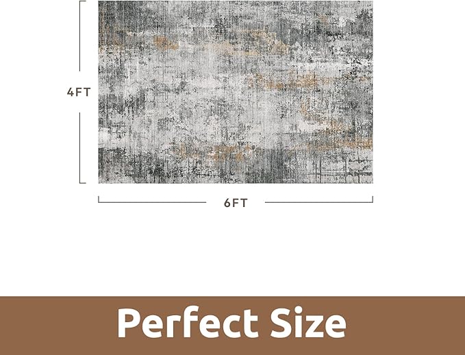 4 x 6 Area Rugs for Living Room, Machine Washable Non Slip Rug Ultra Soft Low - Image 2