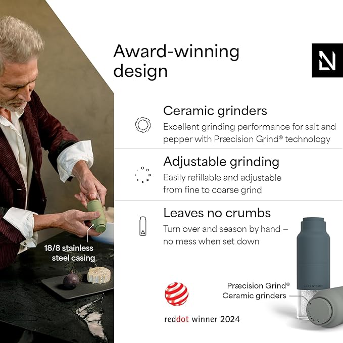 LARS NYSØM Salt and Pepper Grinder Set, Stainless Steel Manual Salt and Pepper - Image 2