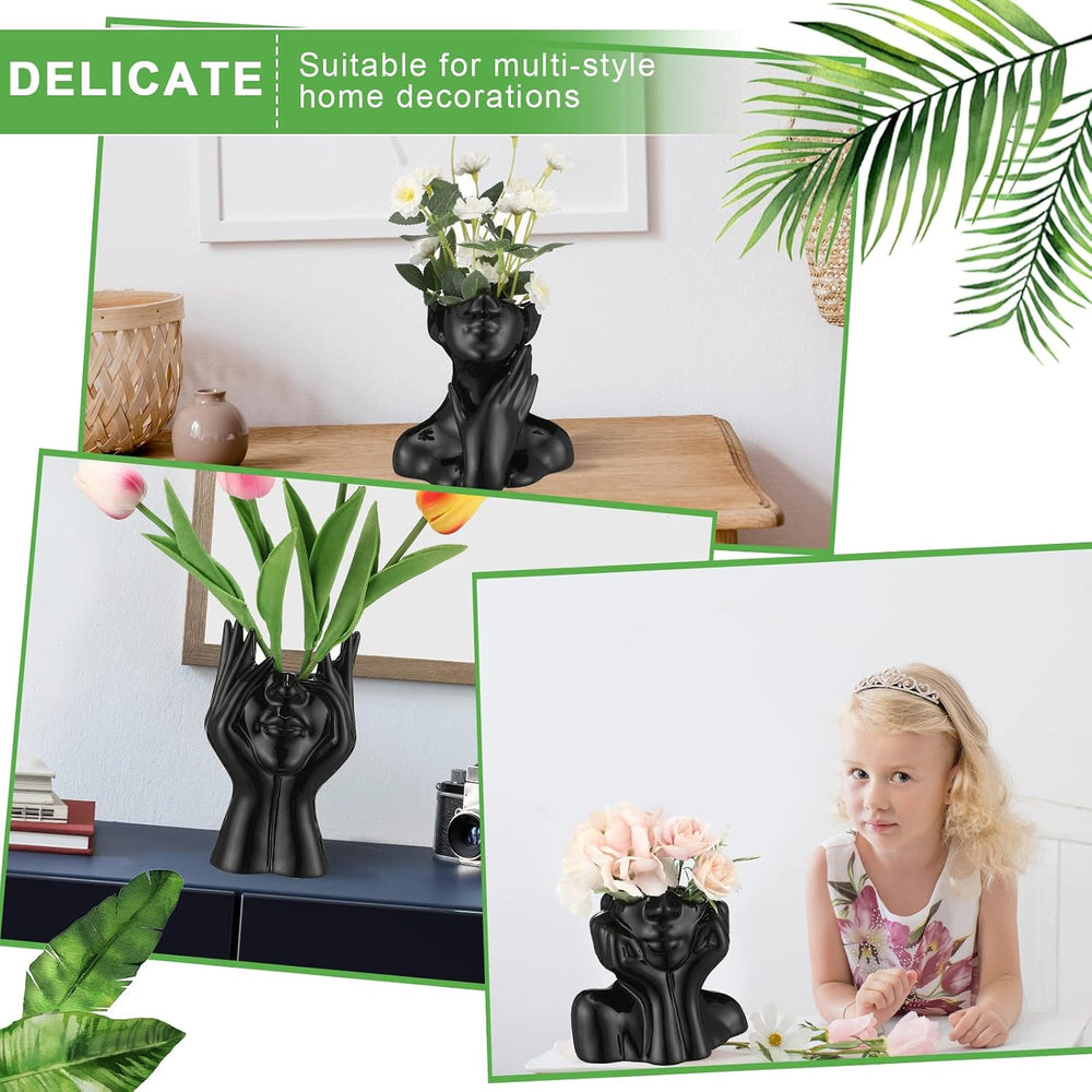 Sieral 3 Pcs Ceramic Face Vase Female Form Flower Modern Body Vase for Decor ...