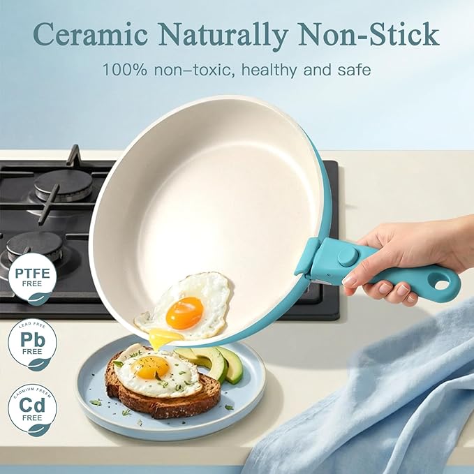 GIPP 11pcs Pots and Pans Set Non Stick, Nonstick Cookware Set Detachable Handle