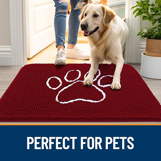 OLANLY Dog Door Mat for Muddy Paws 30x20, Paw Print Design, Absorbs Moisture - Image 6