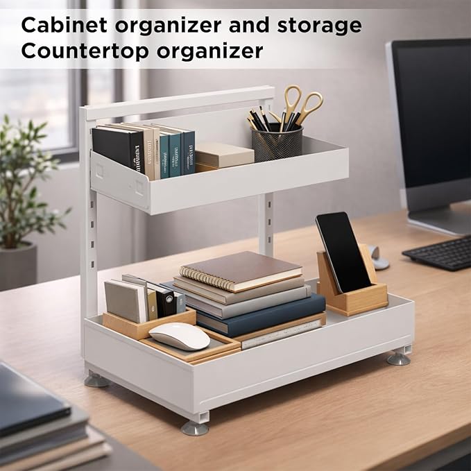 Under Sink Organizer Bathroom Kitchen: 2 Pack 2 Tier Metal Under Cabinet Storage - Image 7