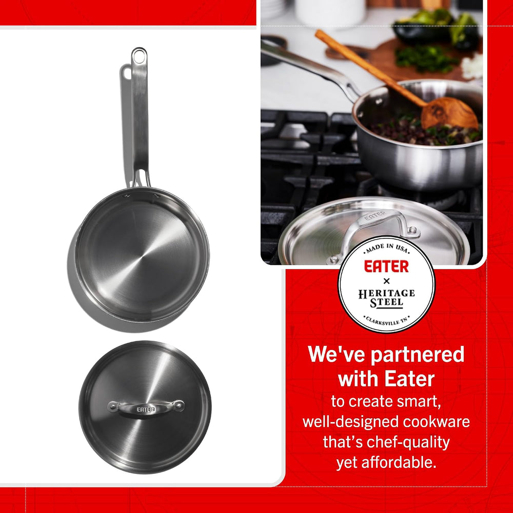 Heritage Steel x Eater 2 Quart Saucepan with Lid | Made in USA | 5-Ply Fully ...