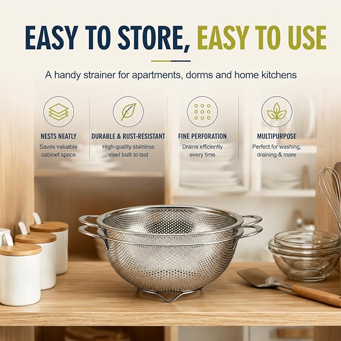 Palksky Small Colander Set of 2, 800 mL / 0.85 Qt Stainless Steel Mini Colanders - Image 7