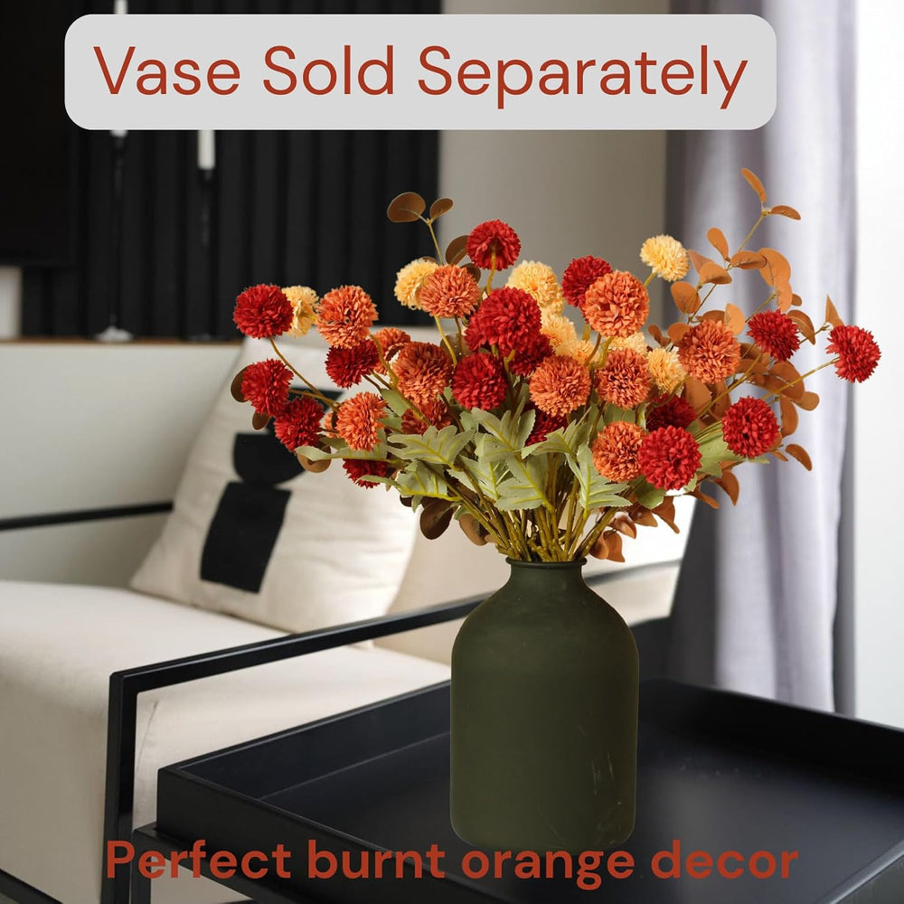 Faux Fall Flowers, Burnt Orange Artificial Floral Stems For Vase
