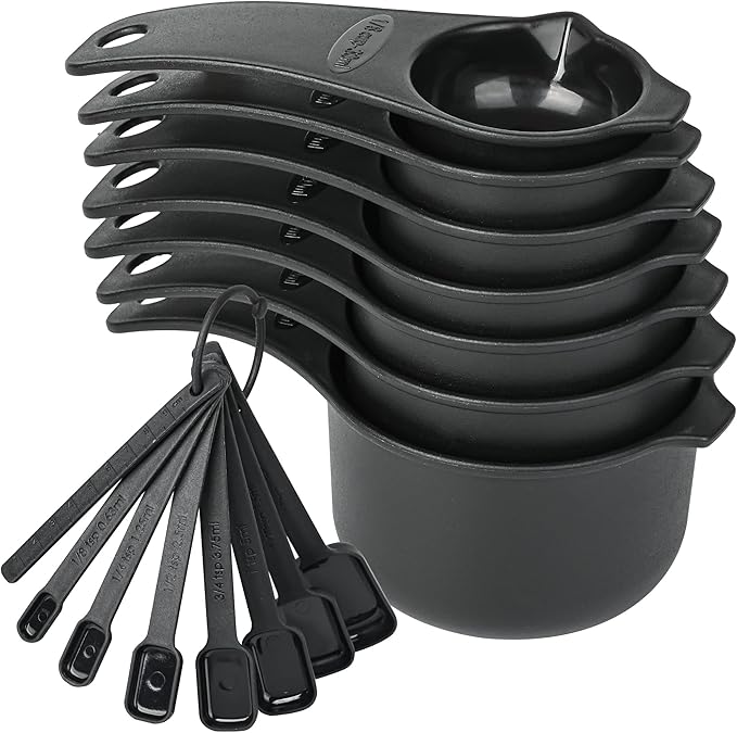 Measuring Cups and Spoons Set 15, Metric & US 7 Measure Cups & 7 Measure Spoons by Smithcraft