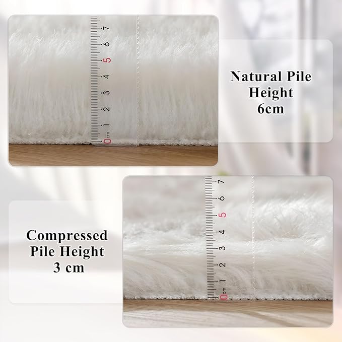 ORINOVA White Faux Sheepskin Shag Fur Rug Washable Area Rugs - Image 5