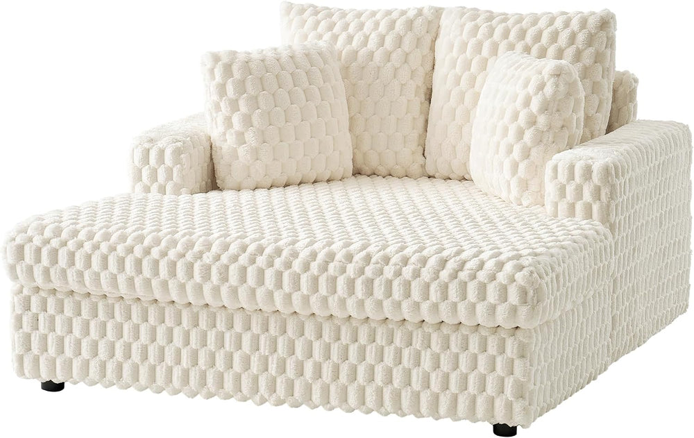 Jocisland 58 Inch Oversized Chaise Lounge, Plush Sofa Bed with Throw Pillows ...