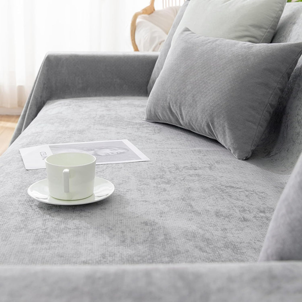 VClife Couch Covers Anti Scratch Sofa Covers for 2 Cushion Couch Sofa, Waterproof Pet Couch Cover for Dog Cat, Washable Couch Slipcover Modern Gray Sofa Cover Throw Furniture Protector, 71"X102"