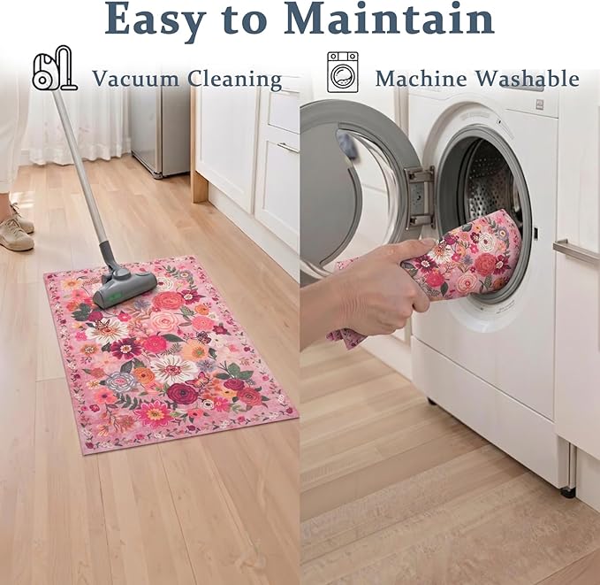 Pink Area Rugs 24x17 Inch Home Decor Entry Rug, Small Door Mat Bath Mats - Image 3