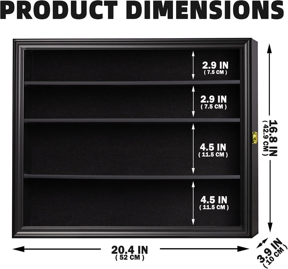 Display Case Cabinet Wall Curio Cabinet for Salt & Pepper Shakers Shot Gl...