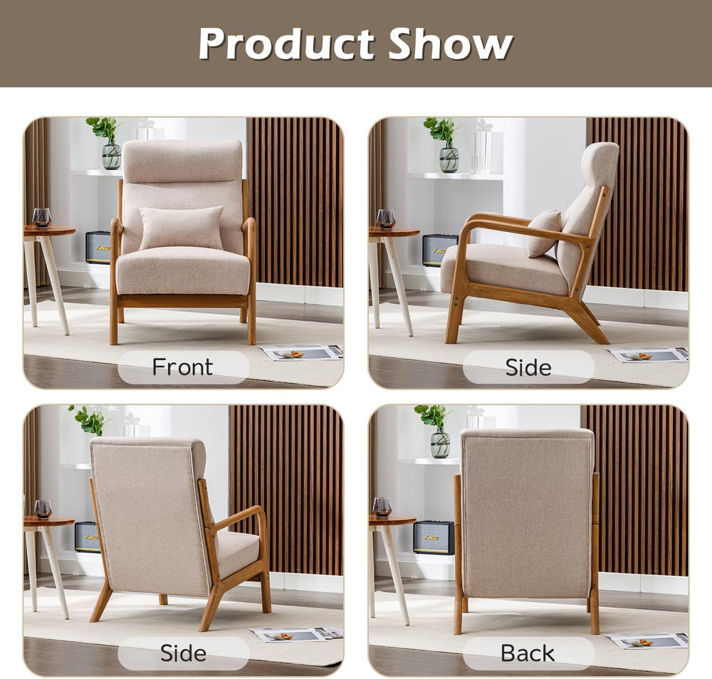 INZOY Mid Century Modern Accent Chair with High Back, Upholstered Living Room...