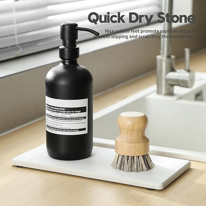 2PCS 10"x 5" Large Bathroom Sink Vanity Trays, Water Absorbing Diatomite Stone - Image 2