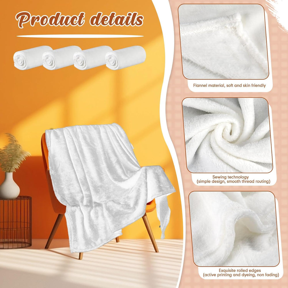 SmoothNovelty 18 Pcs Throw Blanket Bulk Gift for Wedding Guest,Cream White