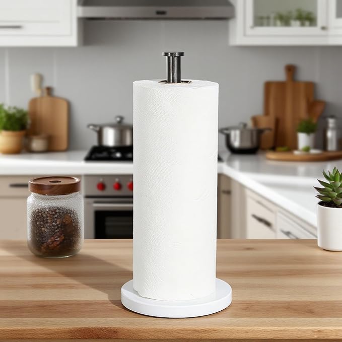YIGII Heavy Marble Base Paper Towel Holder – Countertop Paper Roll Holder - Image 6
