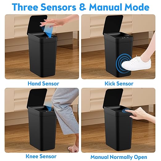Bathroom Trash Can with Lid, 2 Pack 4 & 2.2 Gallon Automatic Touchless Garbage - Image 2