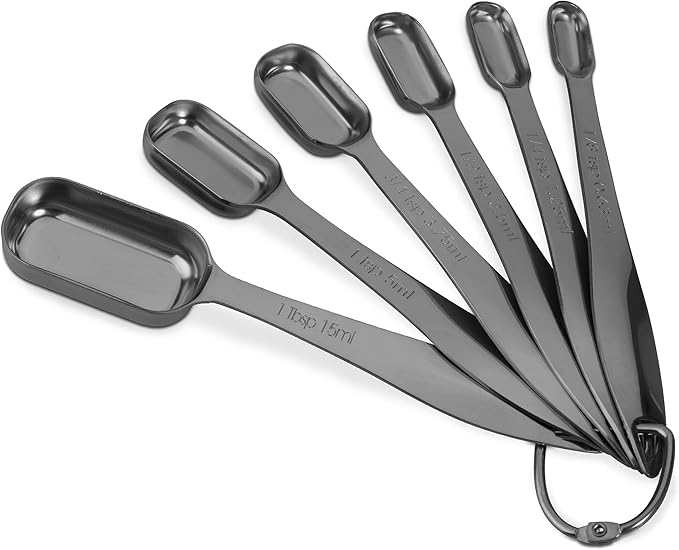 Accurate 18/8 Stainless Steel Measuring Spoons, Heavy Duty Good Handle Set of 6 by ALLWIN-HOUSEWARE