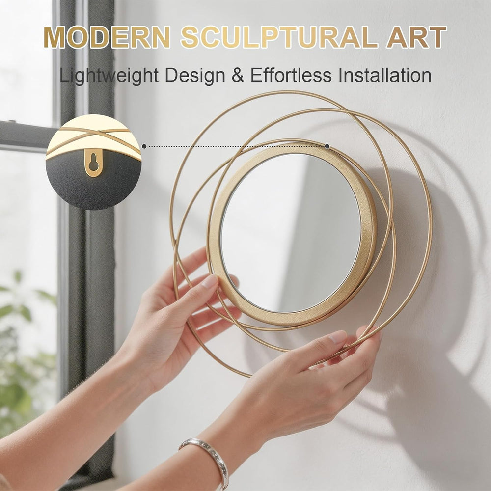 4 Piece Gold Round Wall Mirror Set Modern Metal Circles for Home Decor