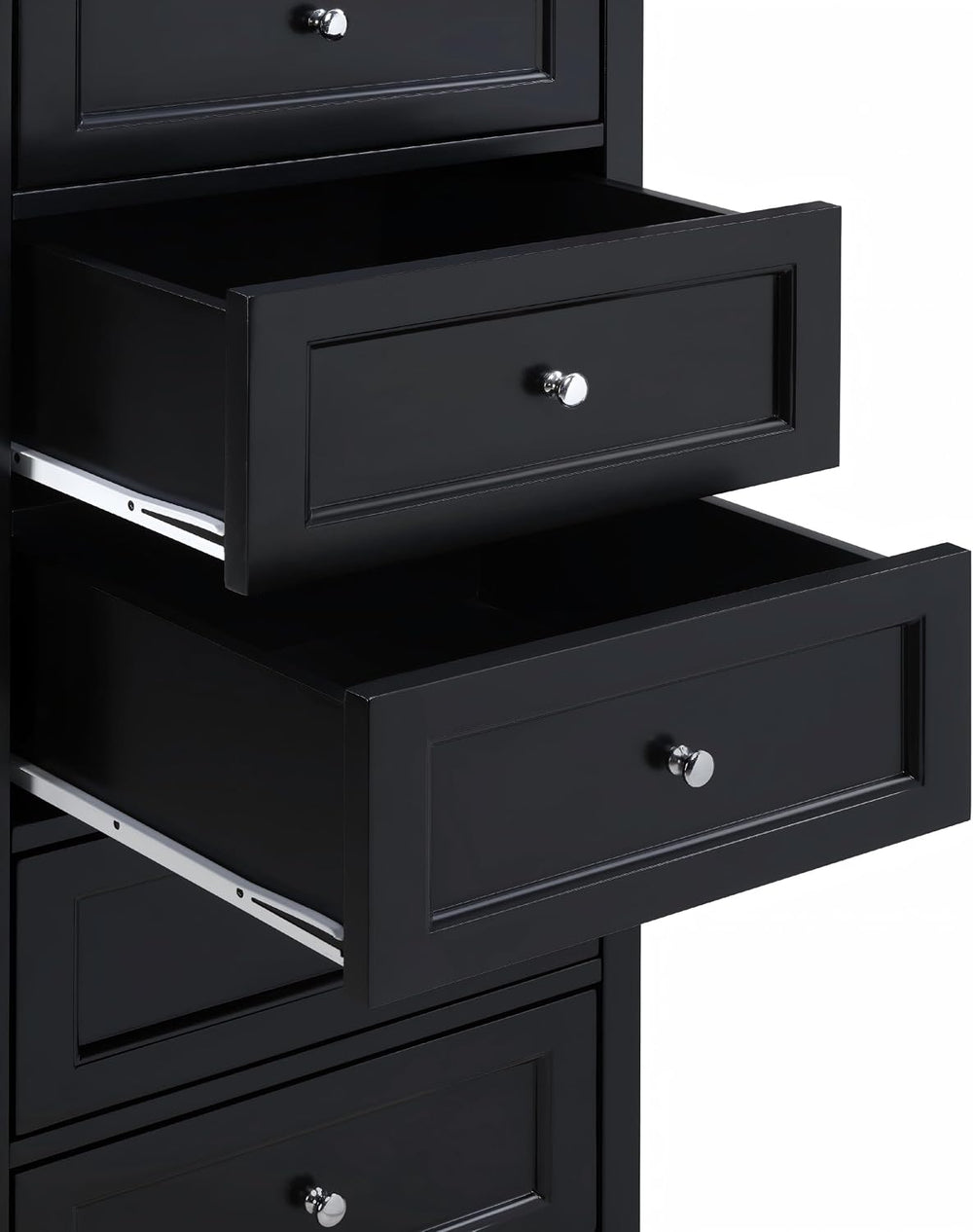 Tall Skinny Dresser for Bedroom with 7 Drawers, Black Narrow Wood Dresser