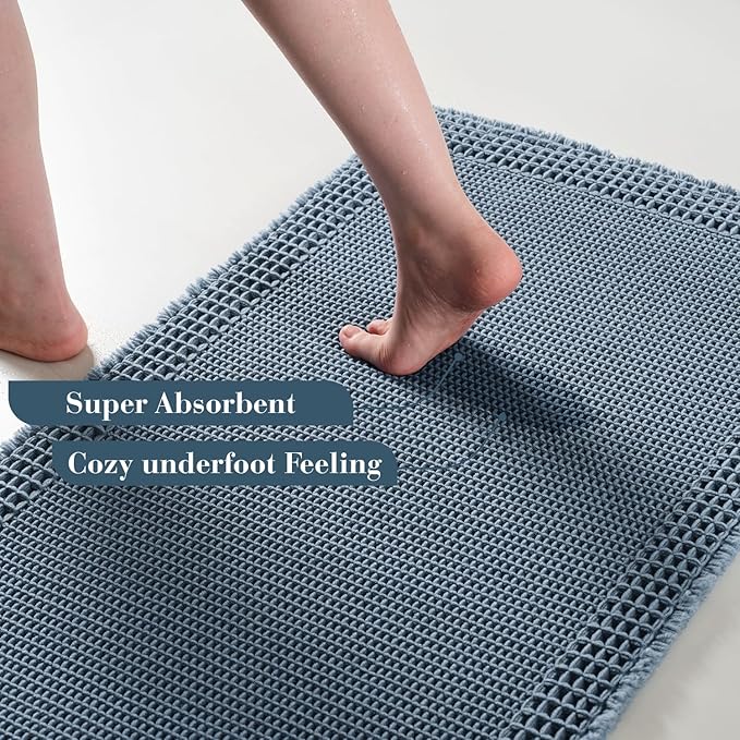 RESARE Waffle Bathroom Runner Rugs, Super Absorbent Bath Mat Non Slip Washable - Image 3