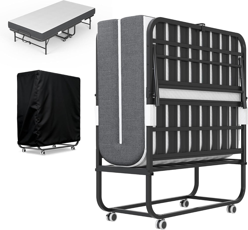 Folding Bed with Mattress,5-Inch Memory Foam Foldable Bed for Adults,500lbs C...