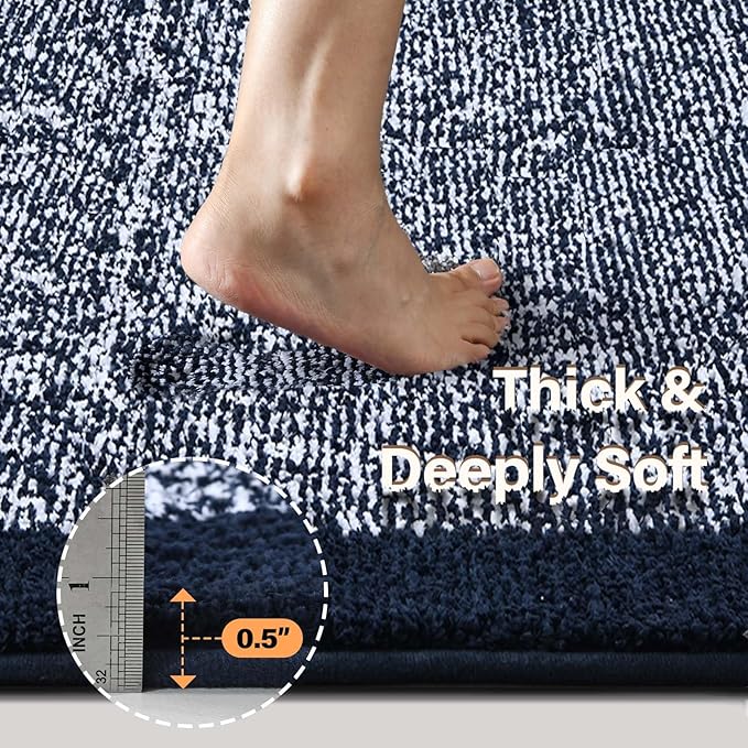 Bathroom Rugs 24x17 Non Slip Washable, Dark Blue Bath Mat - Image 4