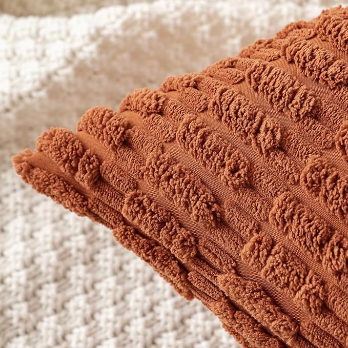 MIULEE Pack of 2 Dark Rust Corduroy Decorative Pillow Covers 20x20 Inch Soft - Image 4
