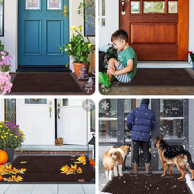 Smiry Front Door Mat Outside Entrance, Heavy Duty Sturdy Natural Rubber Doormat - Image 7