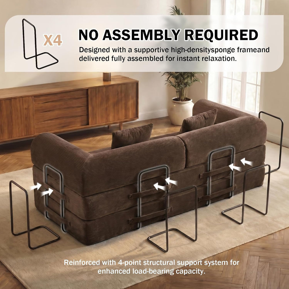 79" Convertible Futon Sofa Bed, Boneless Couch for Living Room