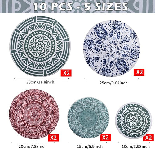 10Pcs Reusable Bowl Covers In 5 Size, Stretch Cloth Fabric Dish Cover Kitchen - Image 2
