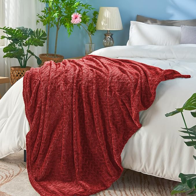 inhand Red Fleece Twin Blanket, Super Soft Flannel Cozy Blankets - Image 3