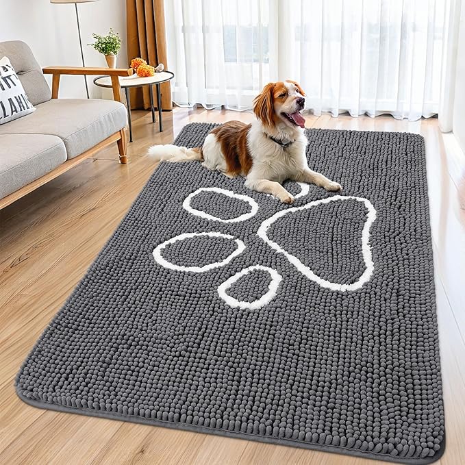 Smiry Dog Door Mat for Muddy Paws, Absorbent Dirt Trapper Non Slip Quick Dry by Smiry