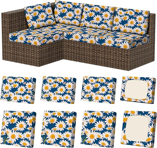 8Pcs Stretch Patio Cushion Covers, Outdoor Couch & Sofa Replacement Slipcovers by VORSHAPE