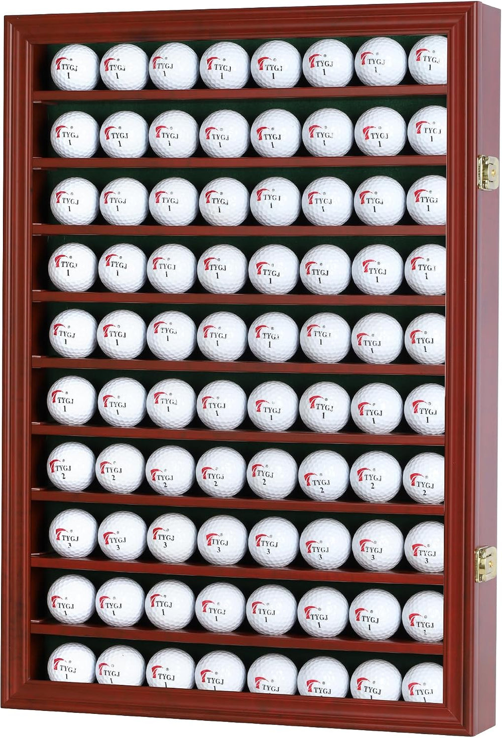 DisplayGifts 80 Golf Ball Display Case Cabinet Wall Rack Holder Solid Wood Fr...