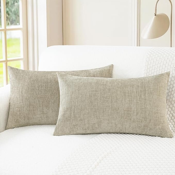 CaliTime Throw Pillow Covers Decorative 16 X 26 Inches Pack of 2 Cozy Chenille by CaliTime