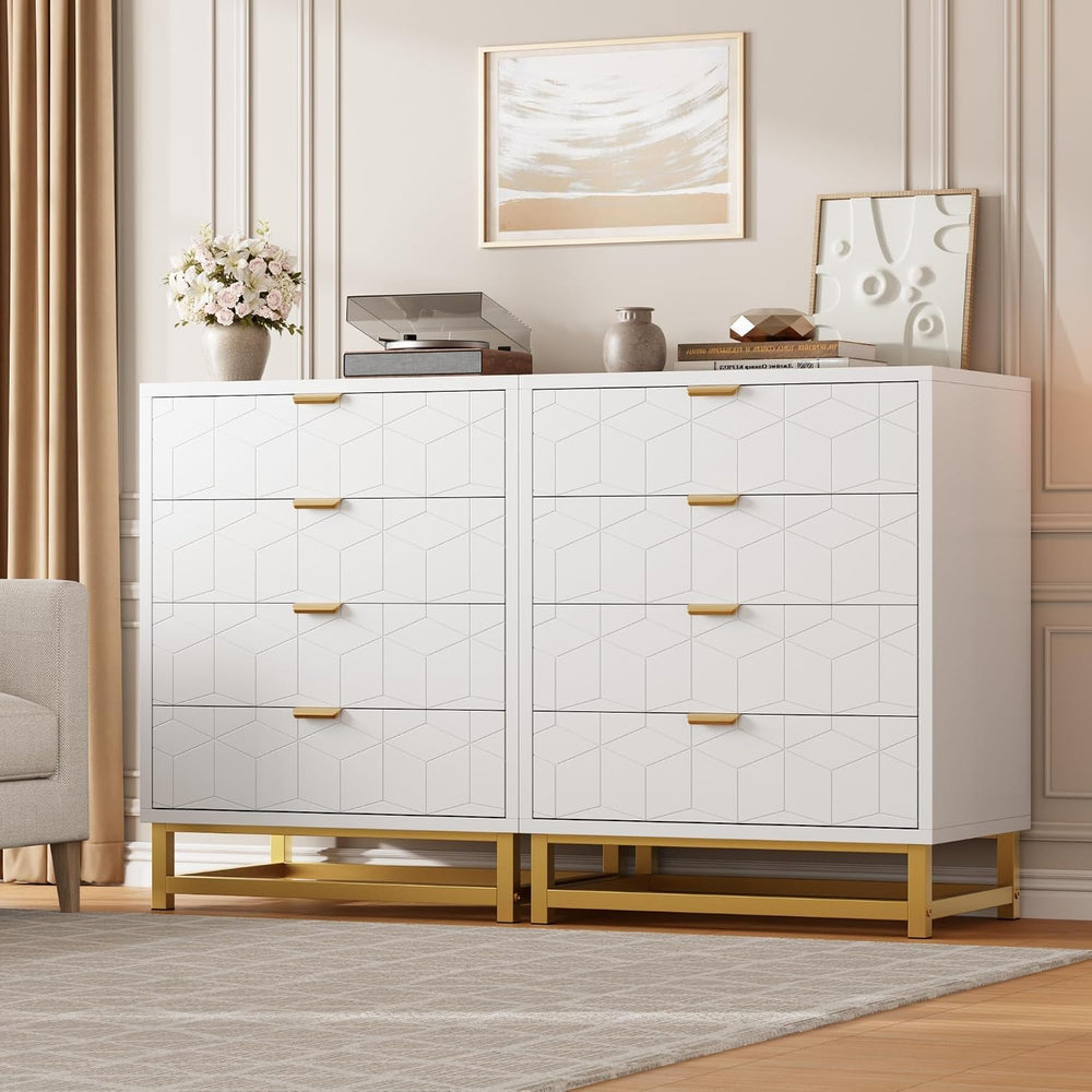 IDEALHOUSE White 4 Drawer Dresser for Bedroom,Modern Small Dresser